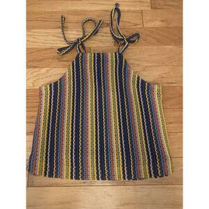 Texture&Thread Madewell, multicolor striped tie sleeve high neck knit tank sz XS